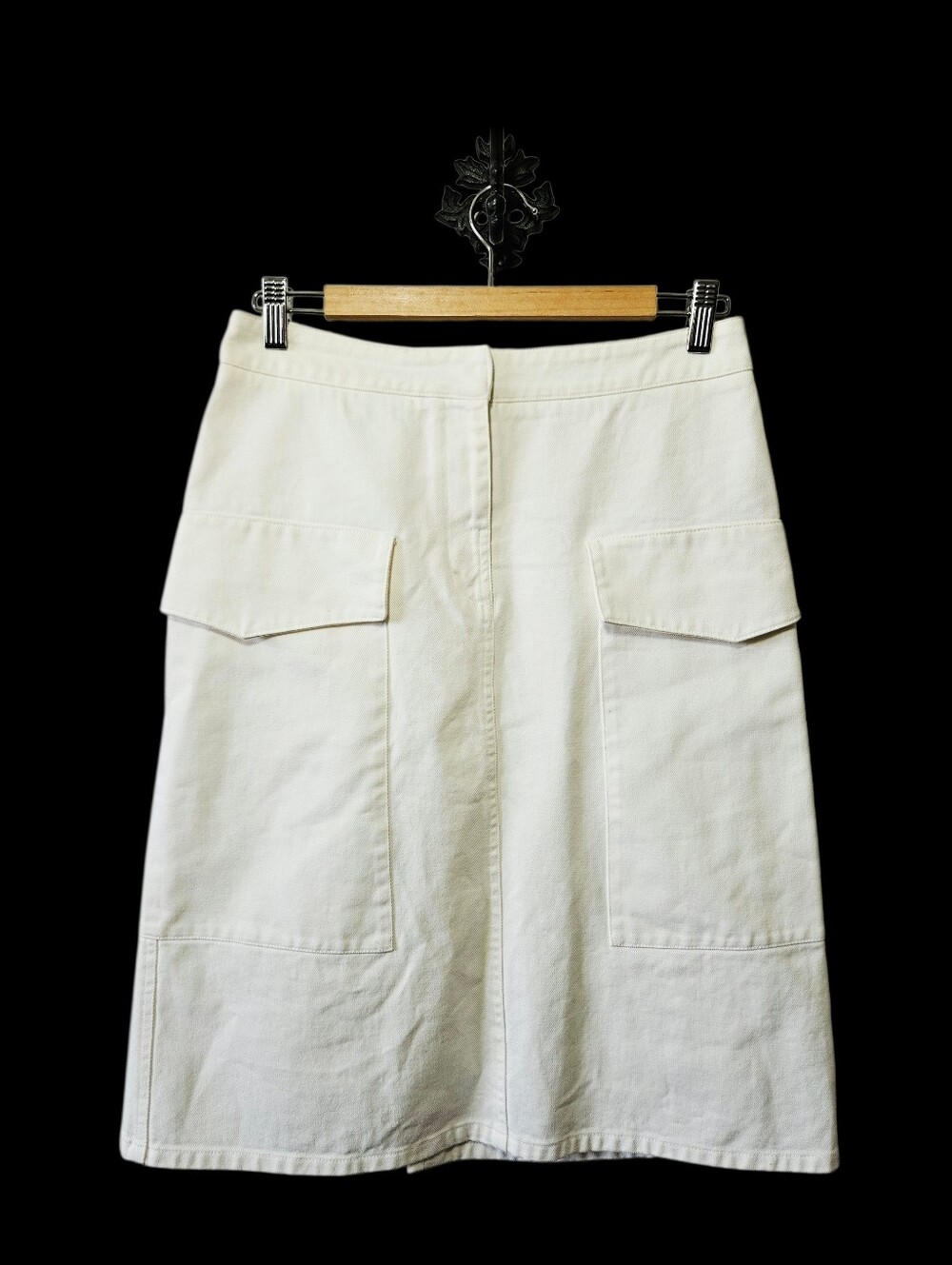 Studio Nicholson White Denim Midi Skirt Size 1  US 6 Utility